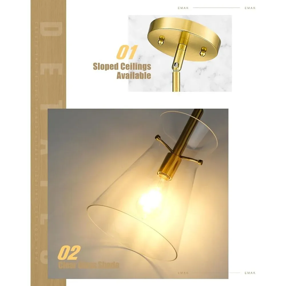 Brushed Gold Modern Pendant Light w/ 9
